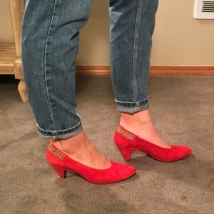Stuart Weitzman Red Kitten Heels
